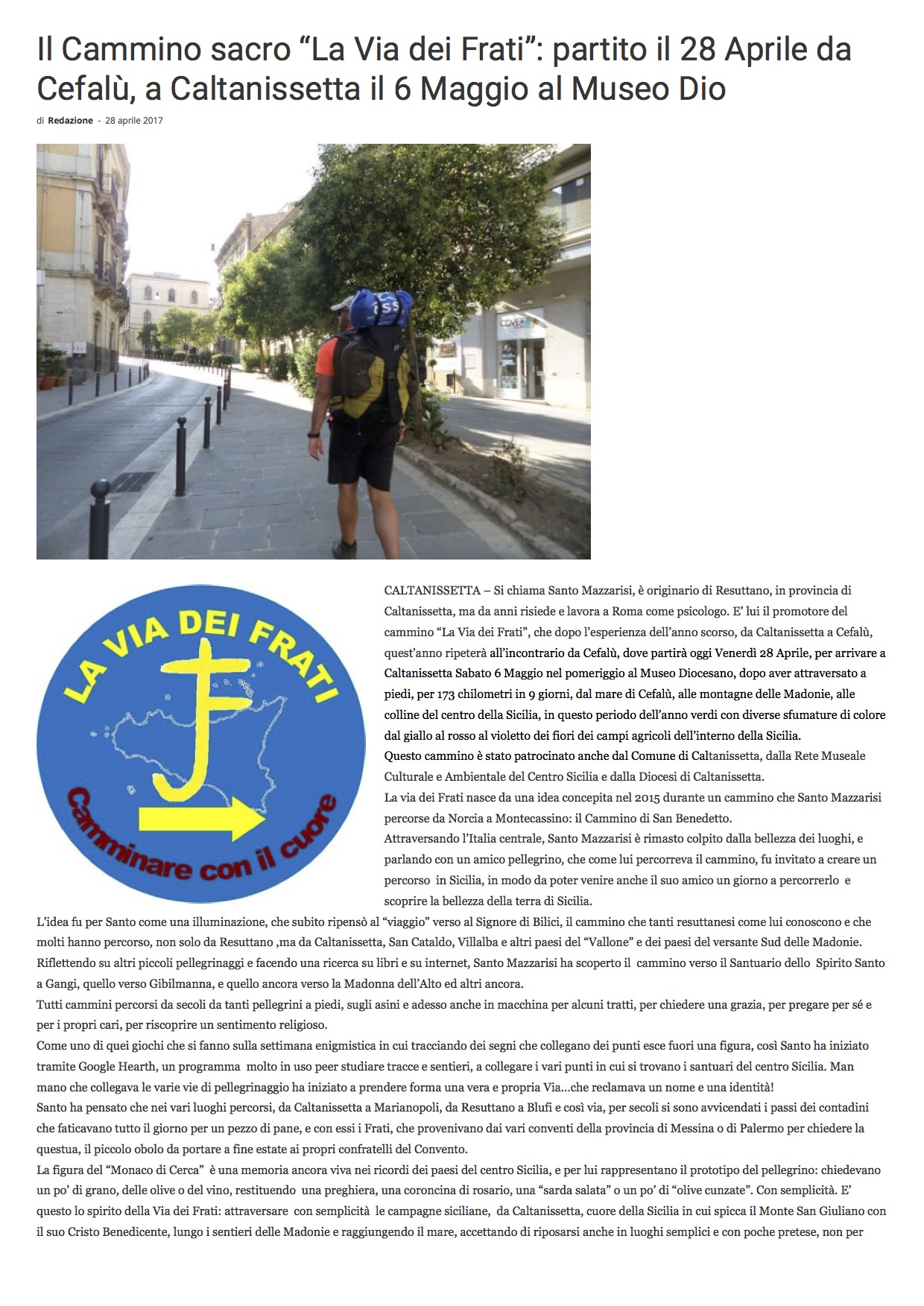 Il Cammino sacro “La Via dei Frati”: partito il 28 Aprile da Cefalù, a Caltanissetta il 6 Maggio al Museo Dio | Cronaca di Caltanissetta, notizie in tempo reale - il Fatto Nisseno